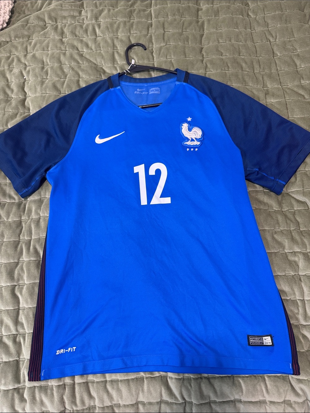 Vintage Nike Menβs France Football Jersey - Royal Blue with Navy Sleeves